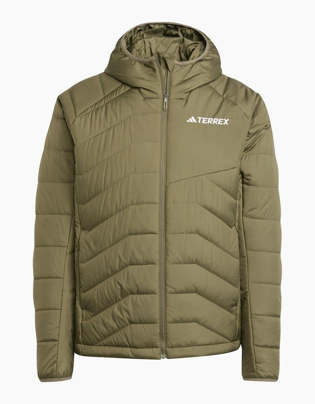 Hooded Adjustable Drawstring Zipped Pocket Solid Patterned Puffer Jacket, 7 of 6