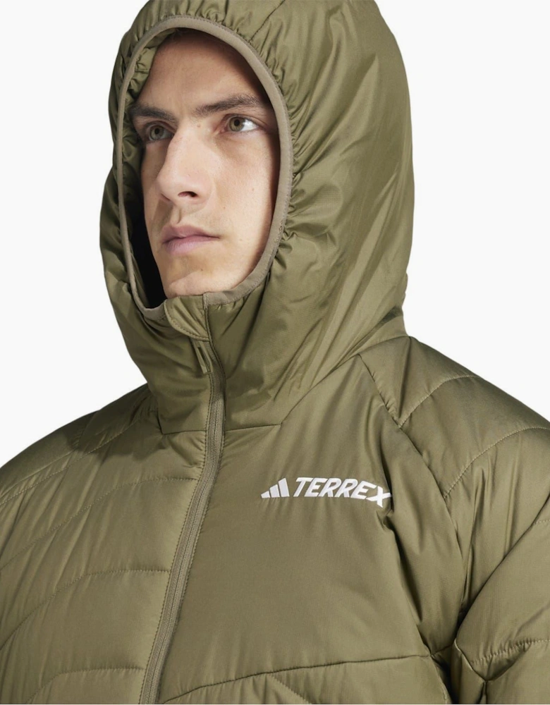 Hooded Adjustable Drawstring Zipped Pocket Solid Patterned Puffer Jacket