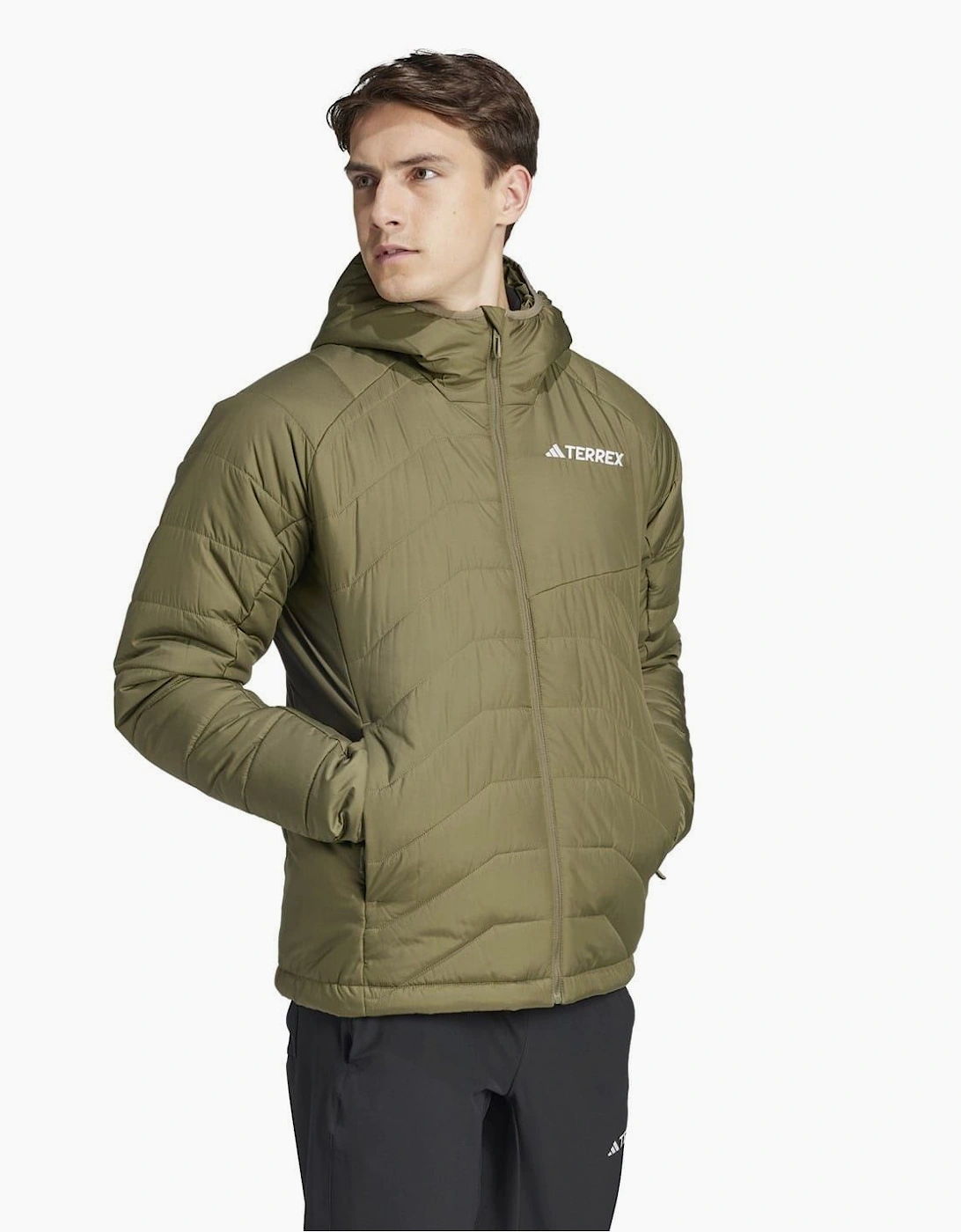 Hooded Adjustable Drawstring Zipped Pocket Solid Patterned Puffer Jacket