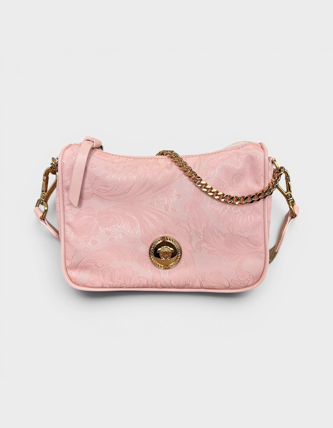 Hobo Medusa Logo Floral Shoulder Bag Pink