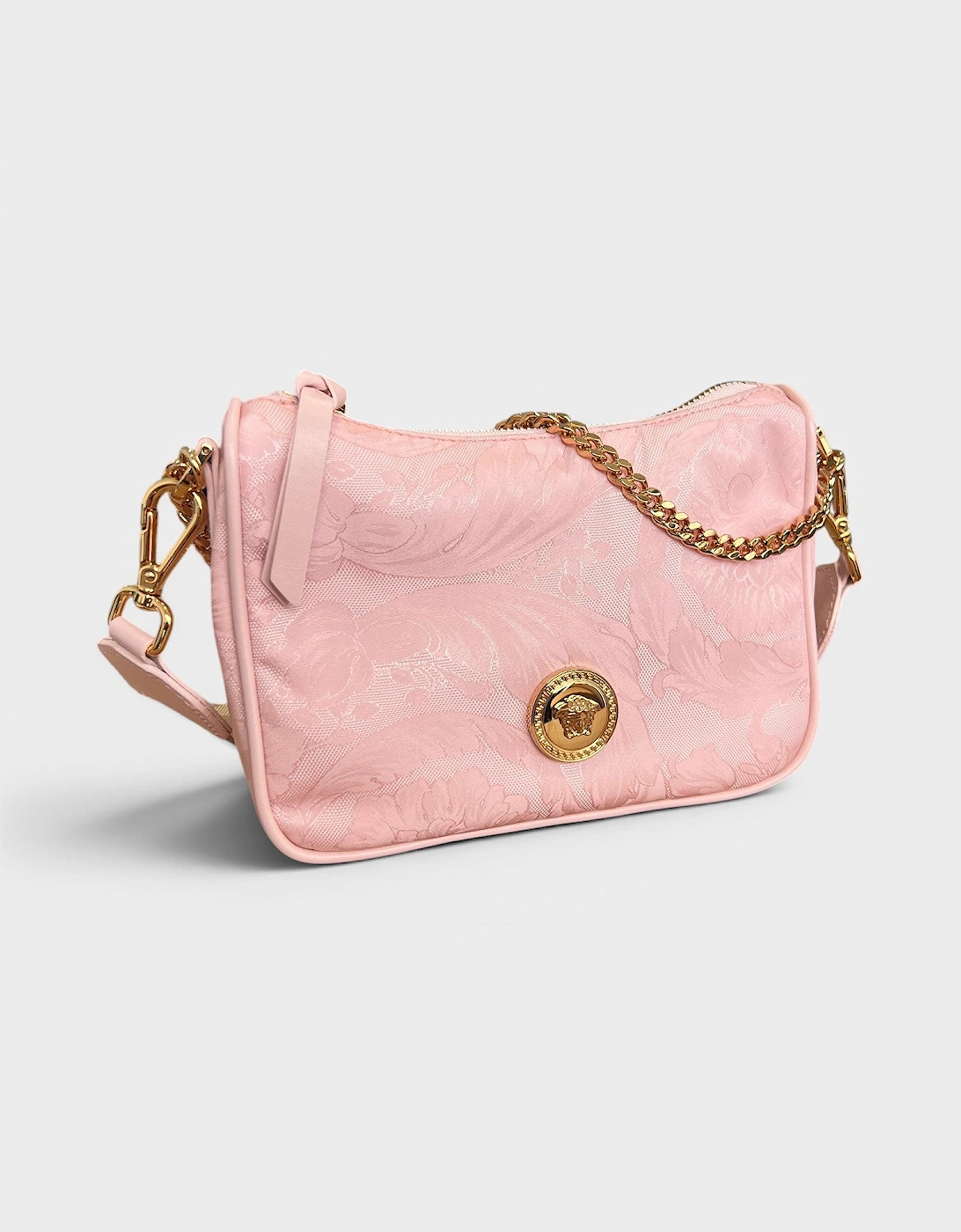Hobo Medusa Logo Floral Shoulder Bag Pink