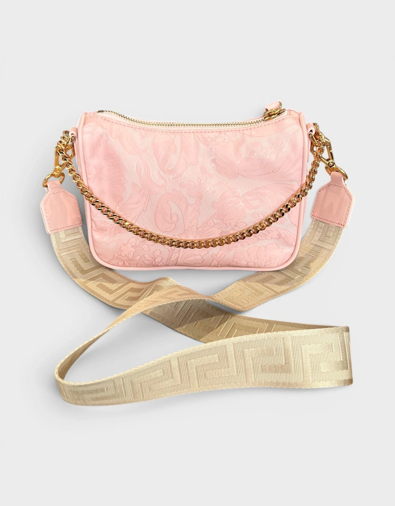 Hobo Medusa Logo Floral Shoulder Bag Pink
