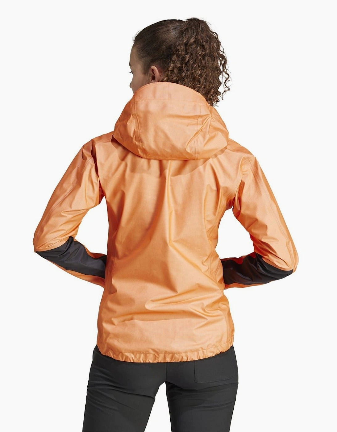 Women's Solid Patterned Hooded Full Zipper Rain Jacket