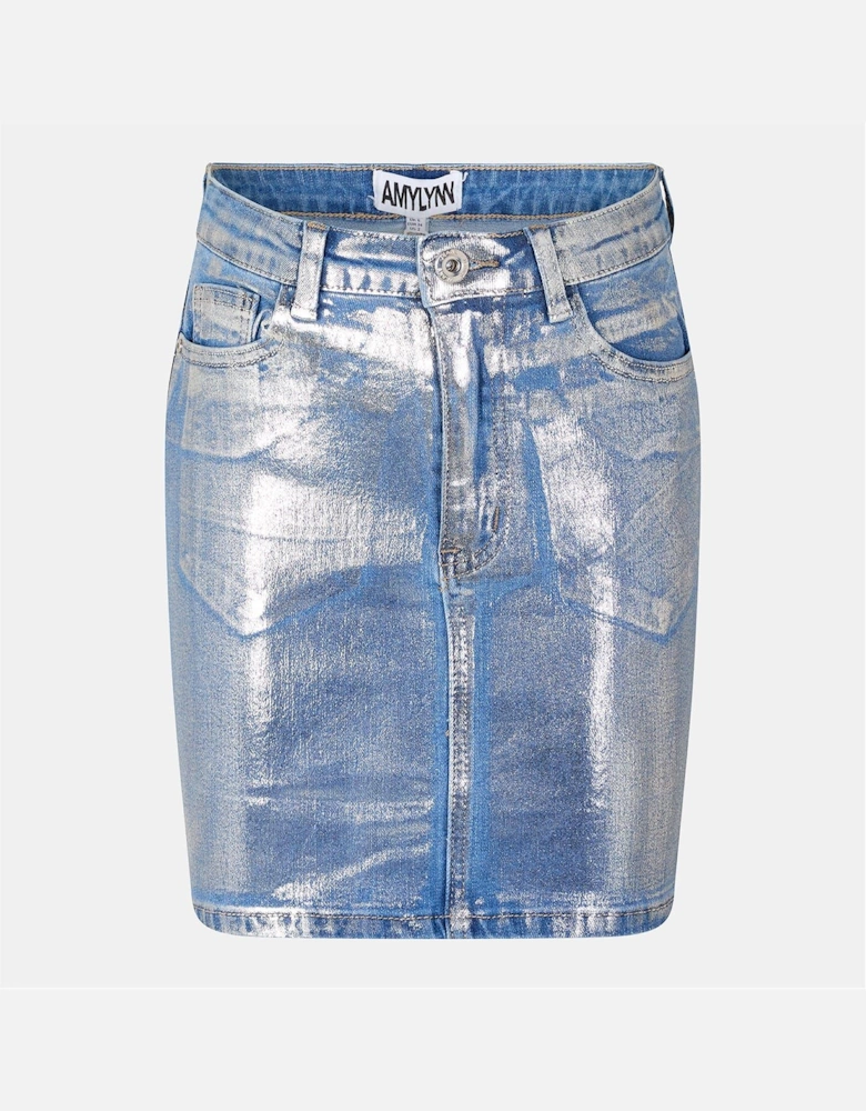 Metallic Mini 5 Pocket Skirt