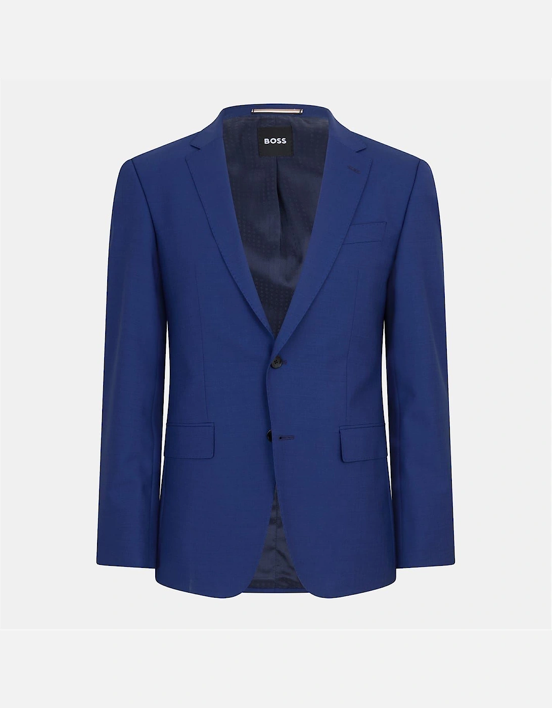 Boss Hugo Boss Men's Solid Patterned Single Button Lapel Collared Suit Jacket - Navy