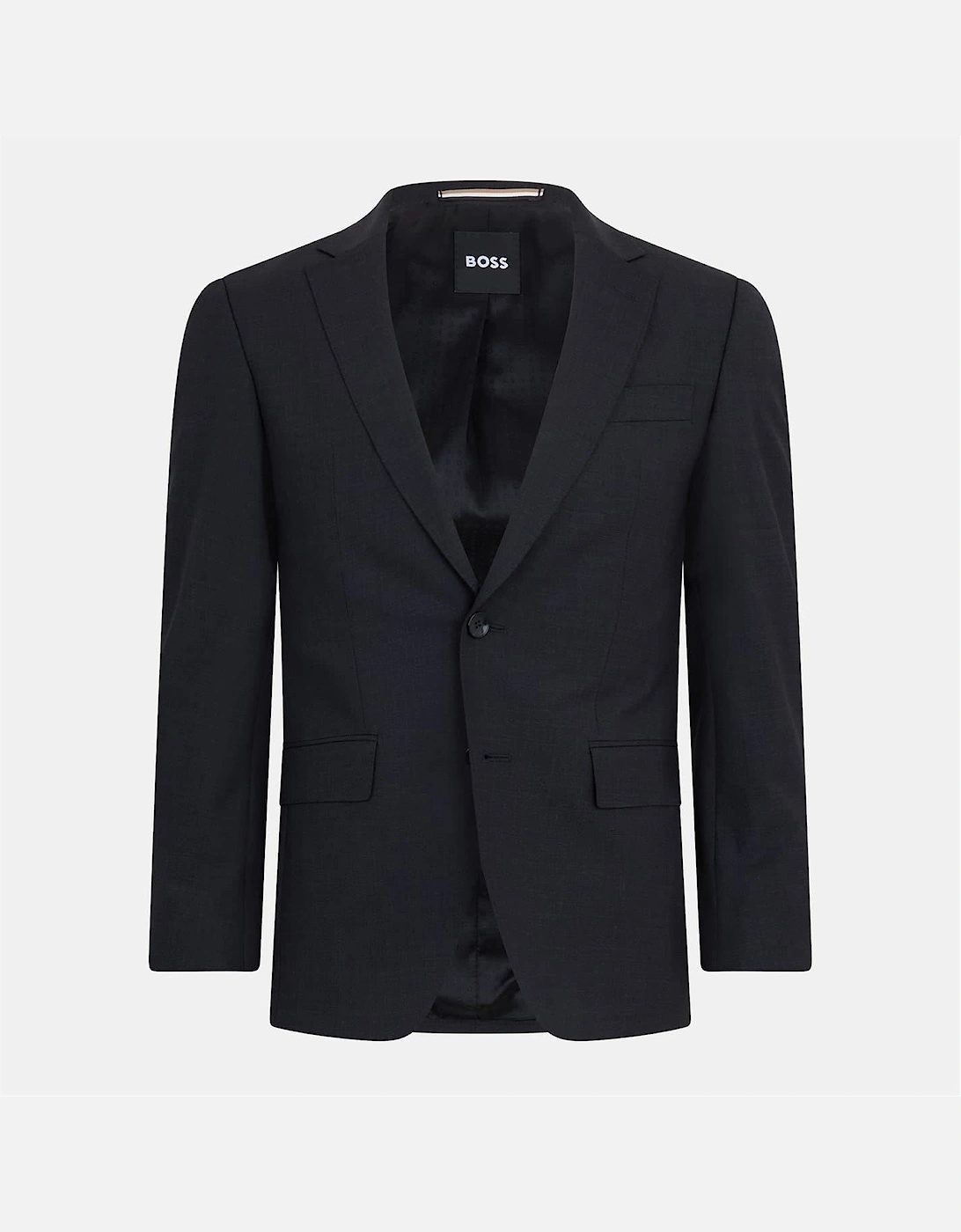Solid Patterned Single Button Lapel Collared Suit Jacket