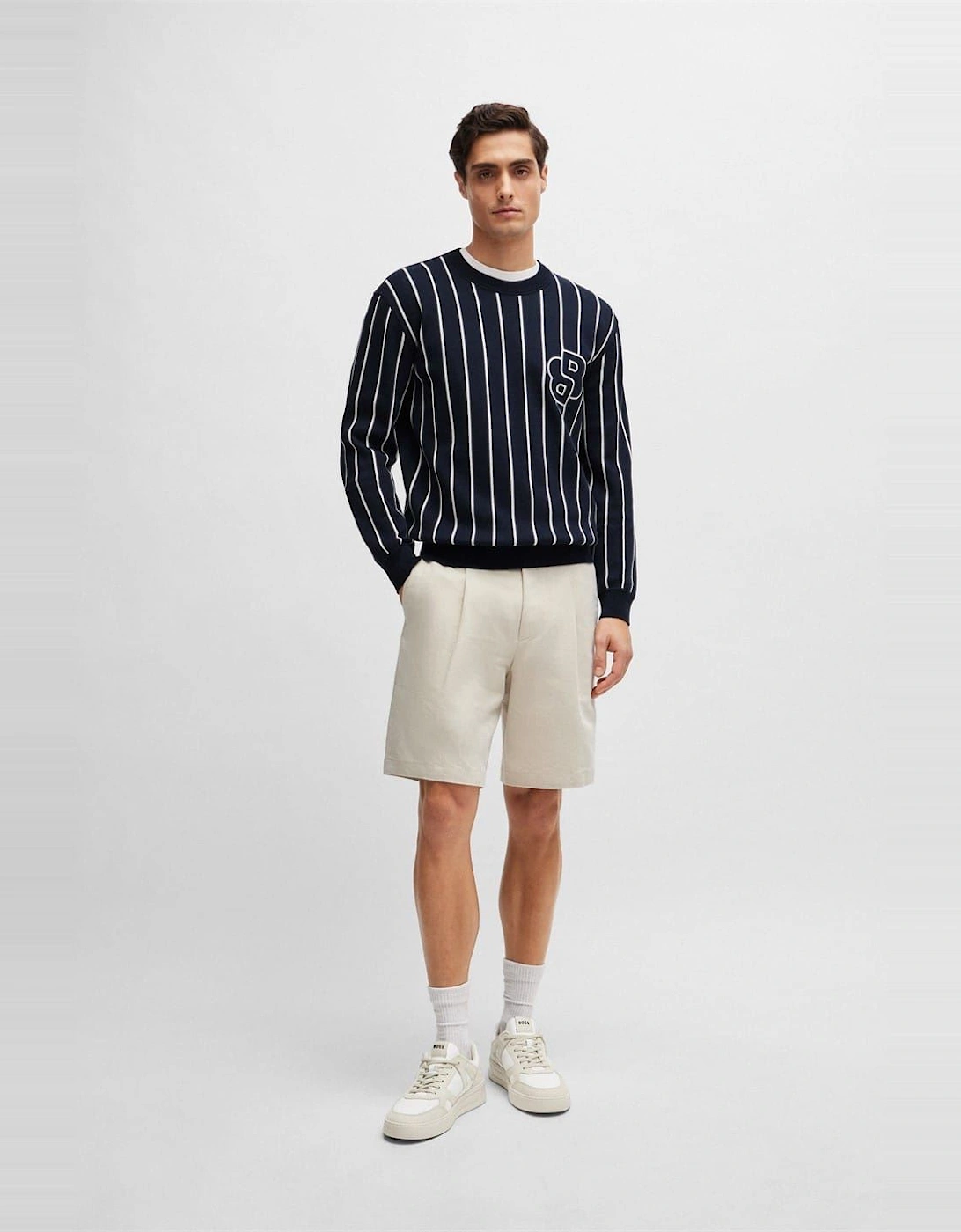 Crew Neck Ribbed Collar Long Sleeve Sweater