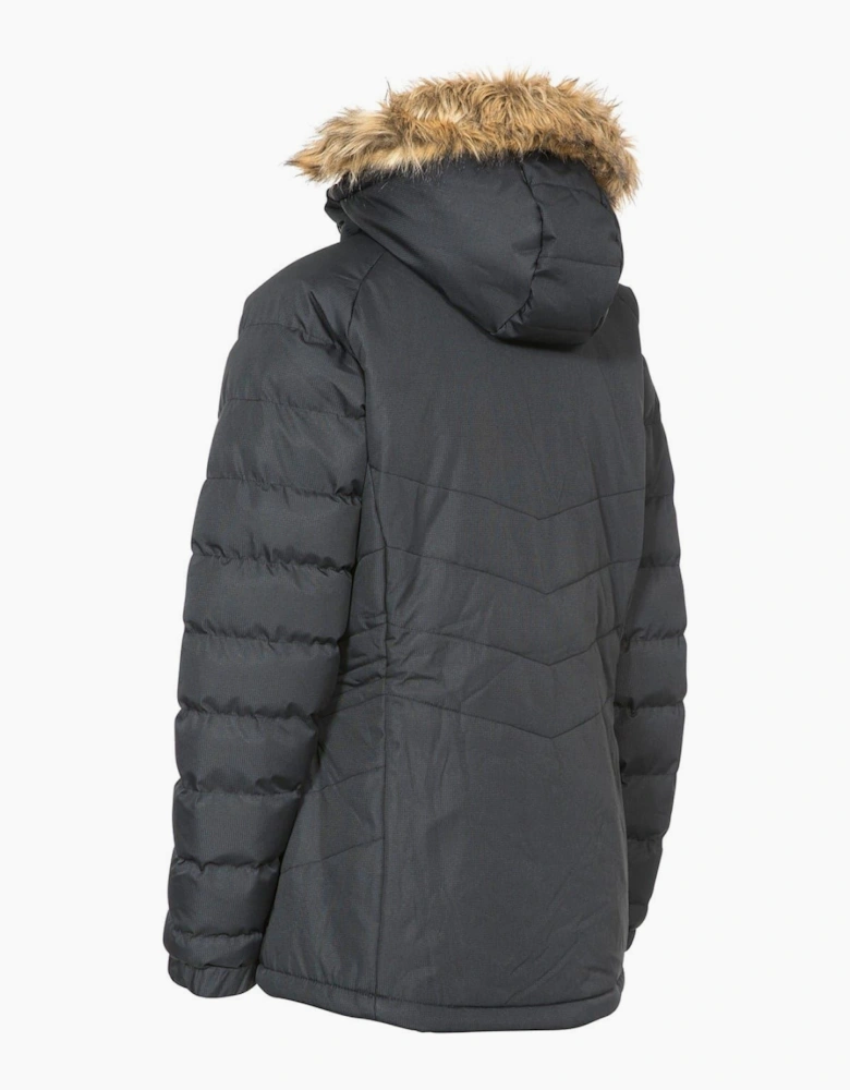 Hooded Solid Patterned Parka Jacket