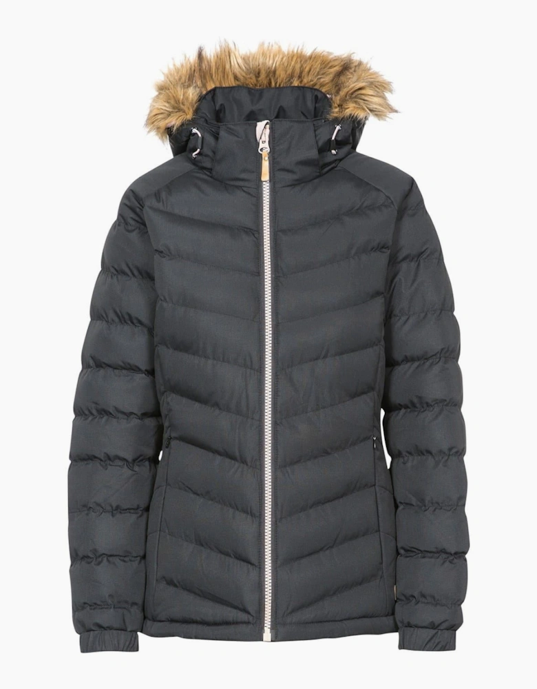 Hooded Solid Patterned Parka Jacket