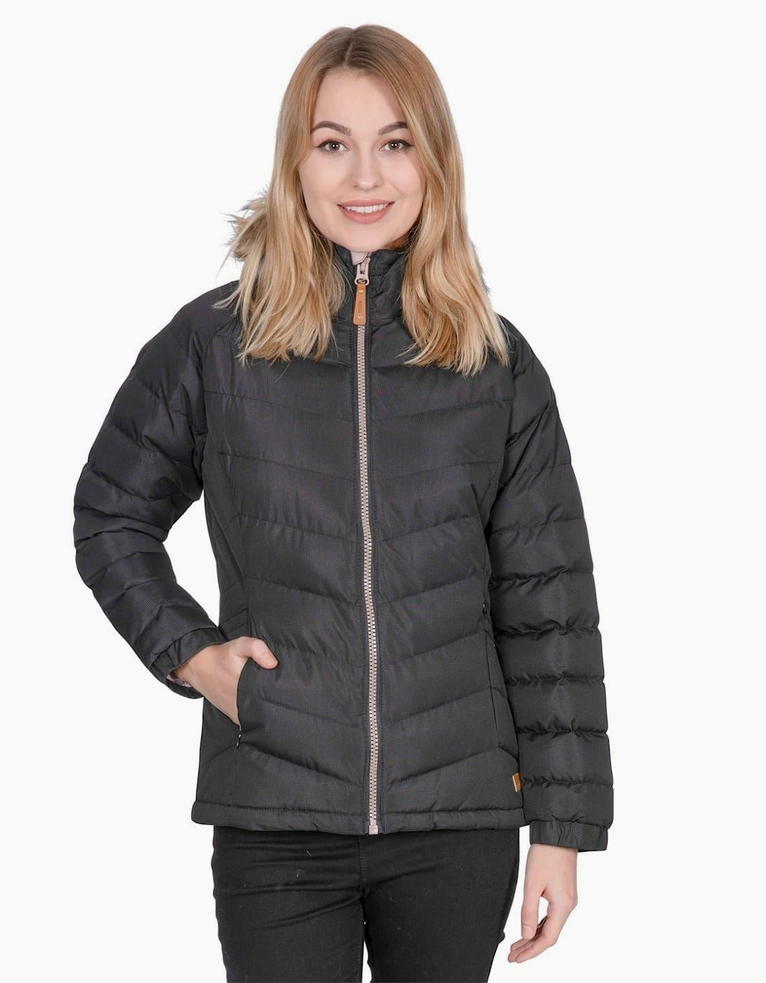 Hooded Solid Patterned Parka Jacket