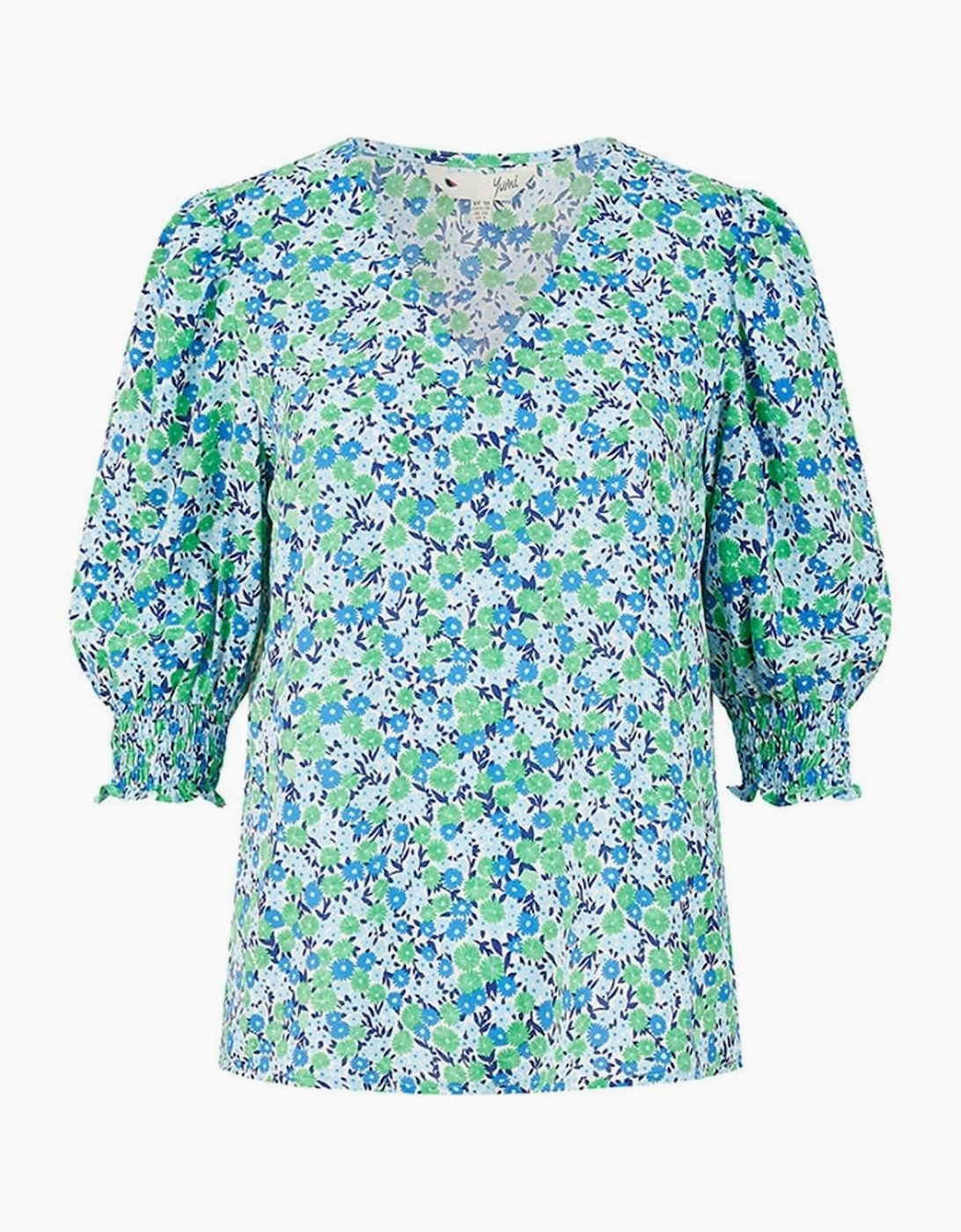 Ditsy Print Puff Sleeve Blouse