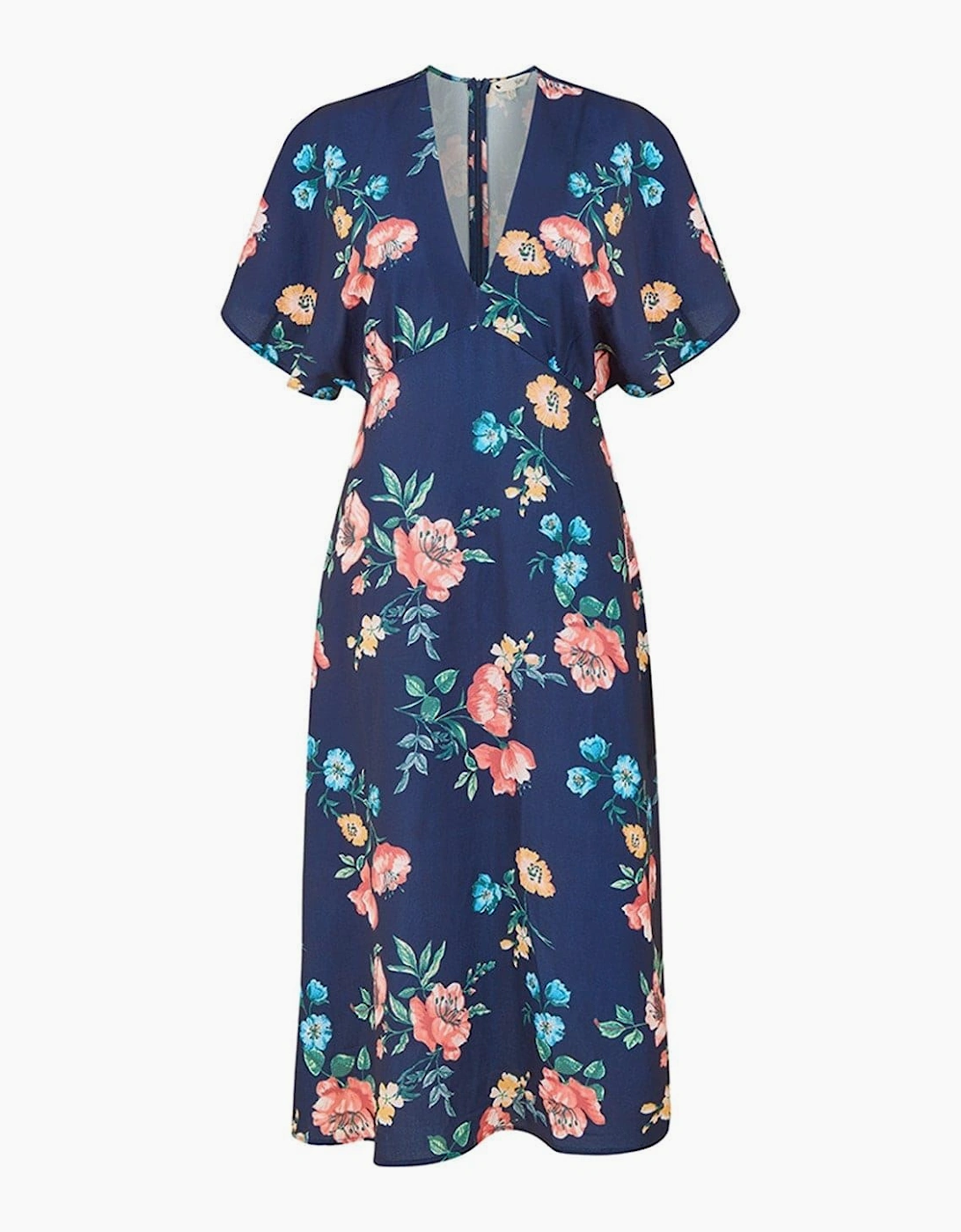 Navy Floral V-Neck Midi Wrap Dress, 4 of 3