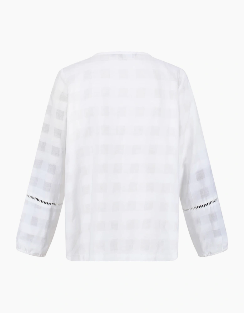 Calluna Keyhole Neck Long Sleeve Peasant Blouse