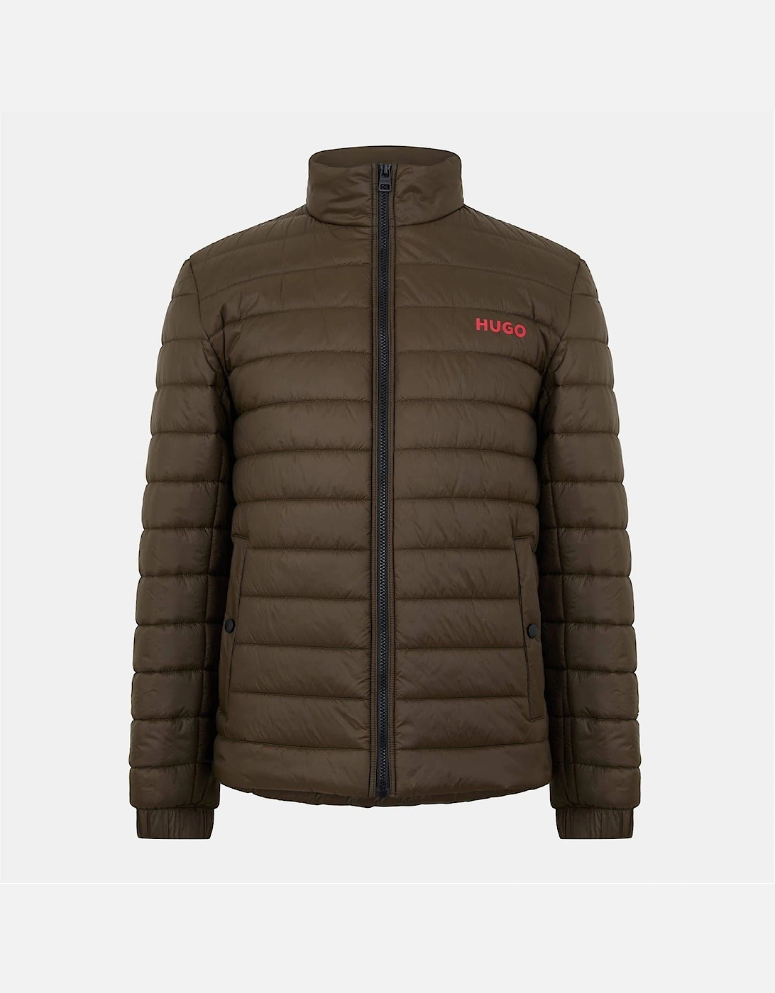 Horizontal Stripe Patterned Printed Logo Ribbed Cuff Puffer Jacket, 3 of 2