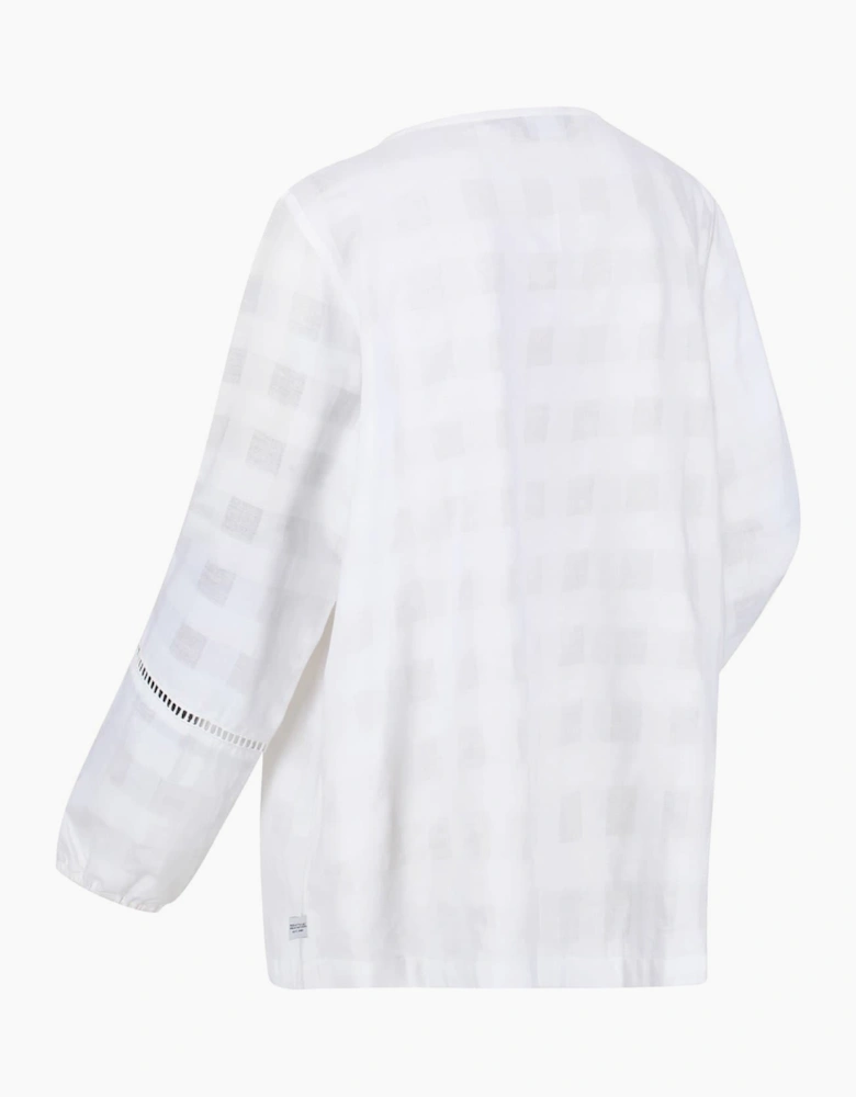 Calluna Keyhole Neck Long Sleeve Peasant Blouse