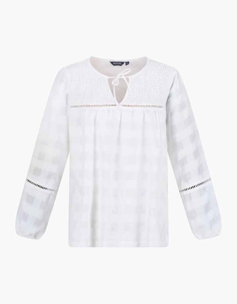 Calluna Keyhole Neck Long Sleeve Peasant Blouse