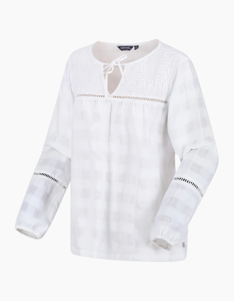 Calluna Keyhole Neck Long Sleeve Peasant Blouse