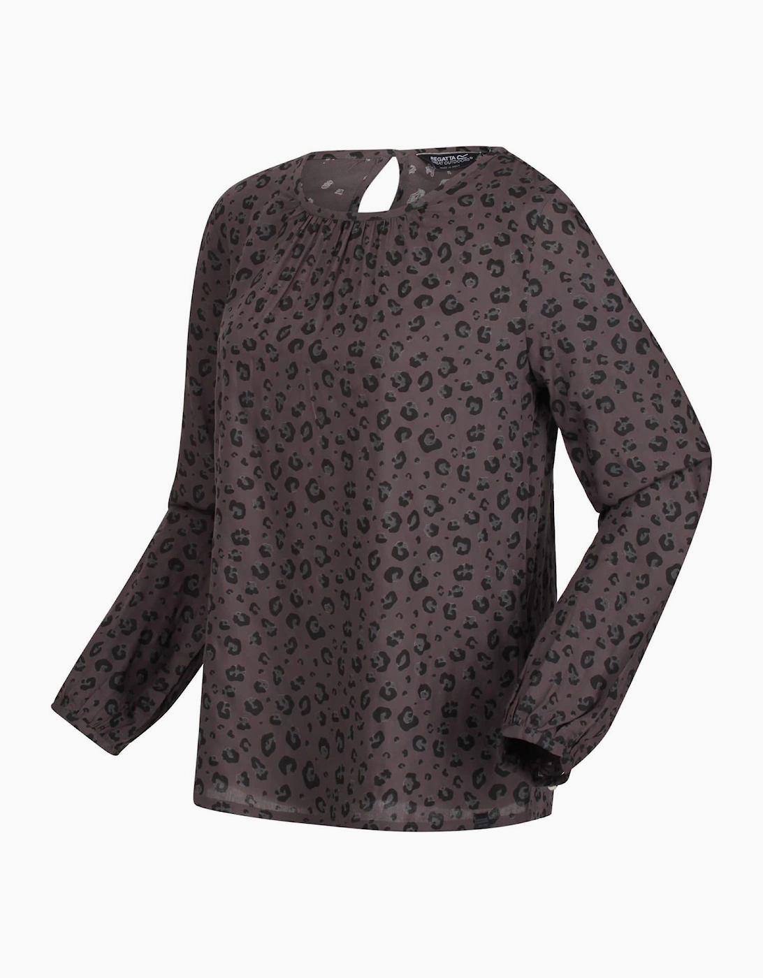 Keyhole Neck Long Sleeve Blouse