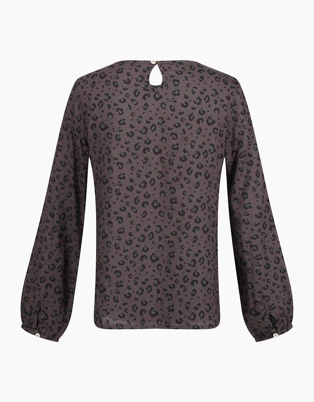 Keyhole Neck Long Sleeve Blouse