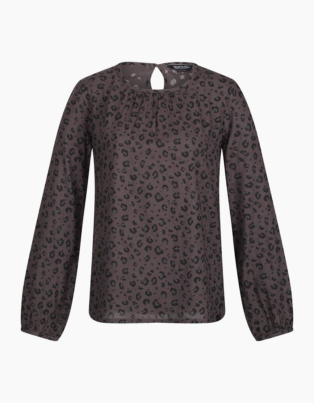 Keyhole Neck Long Sleeve Blouse