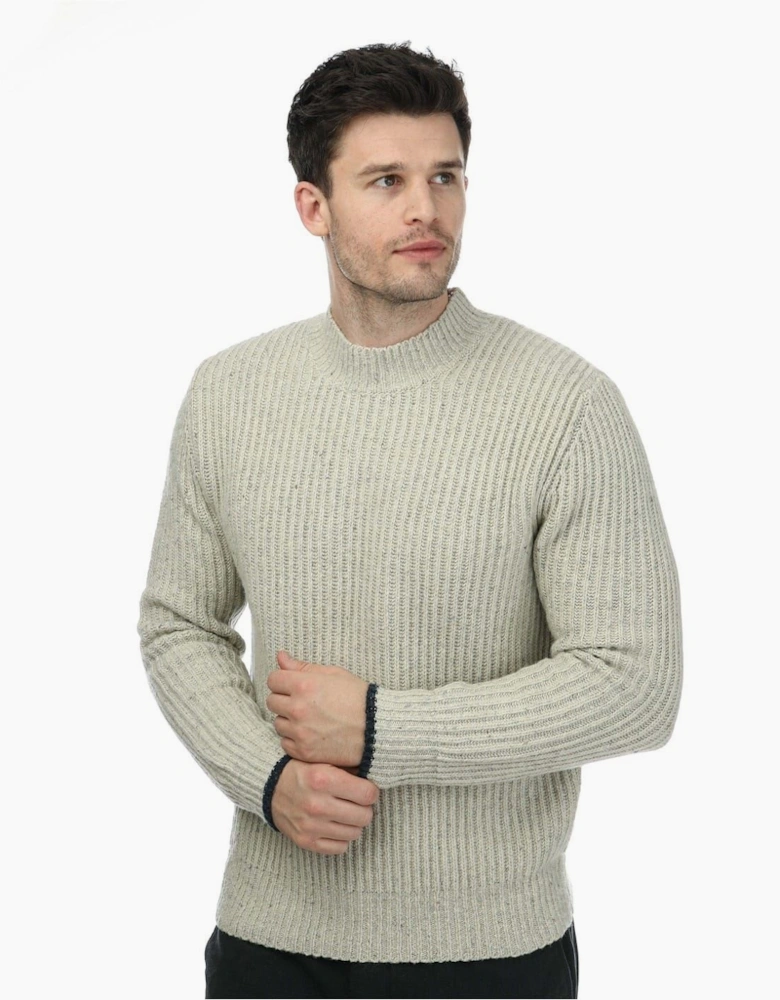 Relaxed Fit Mock Neck Long Sleeve Sweater