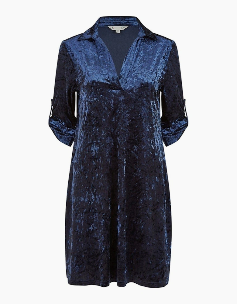 Navy V-Neck Knee Length Tunic Dress