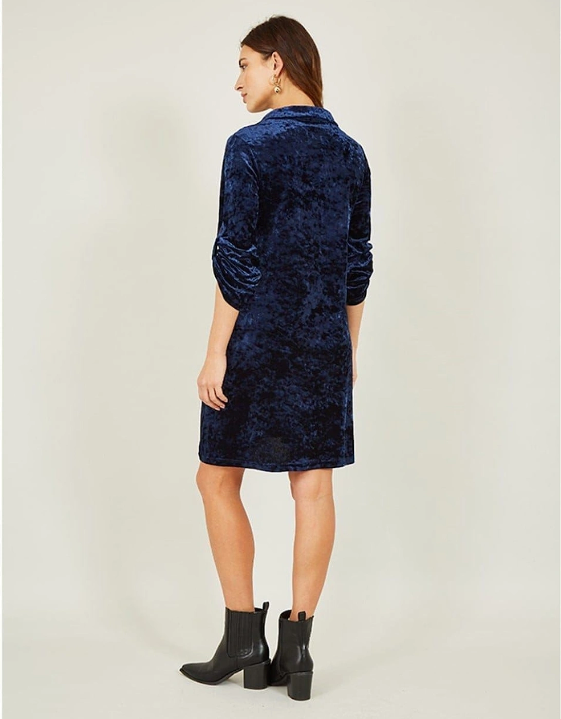 Navy V-Neck Knee Length Tunic Dress