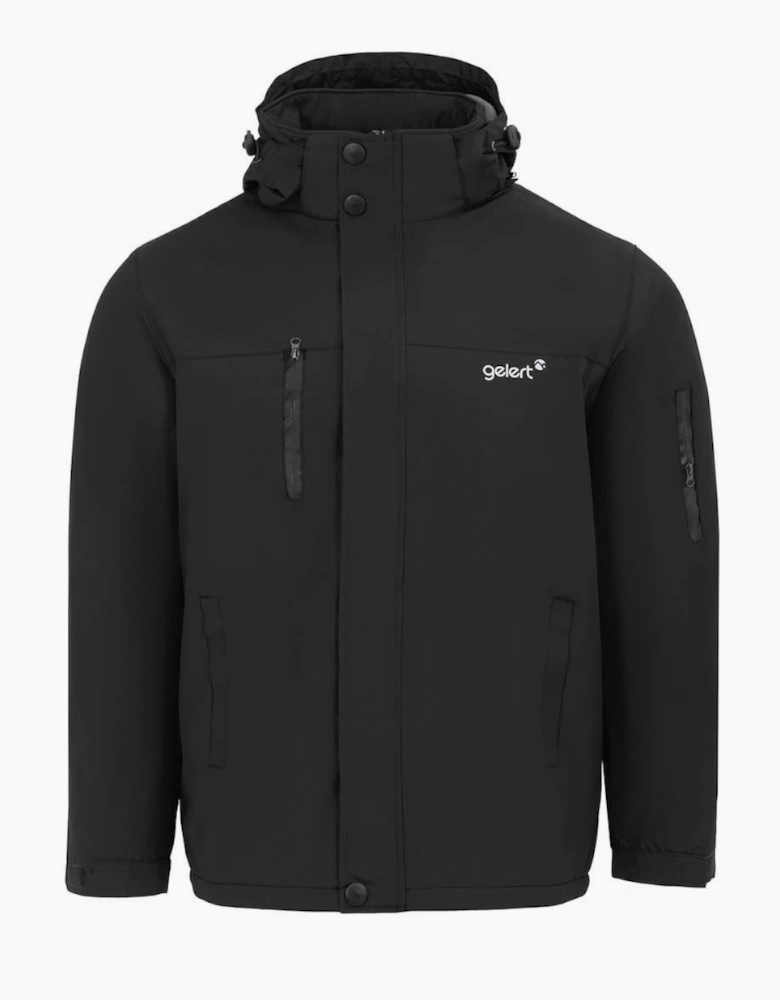 Hooded Solid Patterned Parka Jacket
