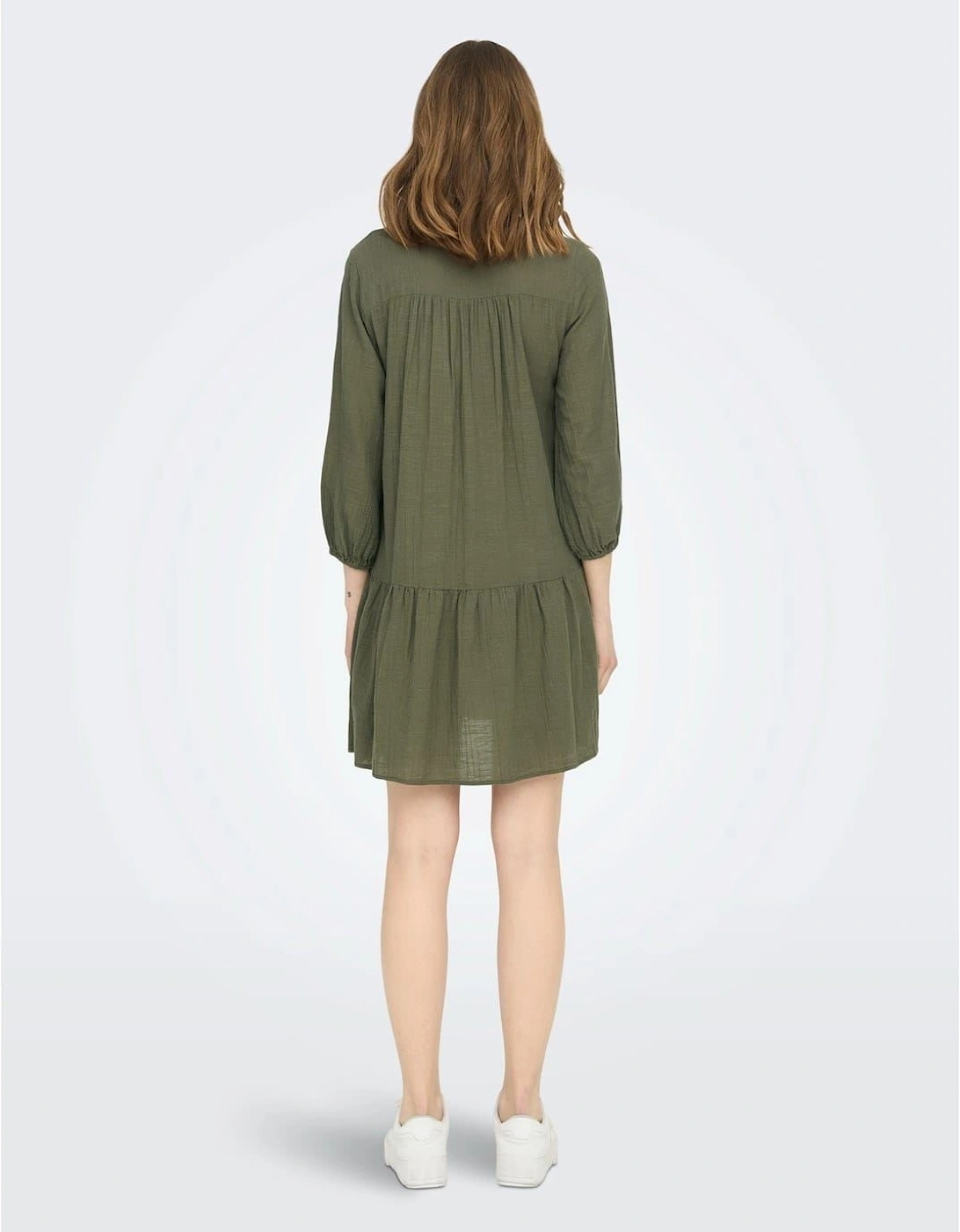 Vlfe Lace Tie Neck Mini Tunic Dress