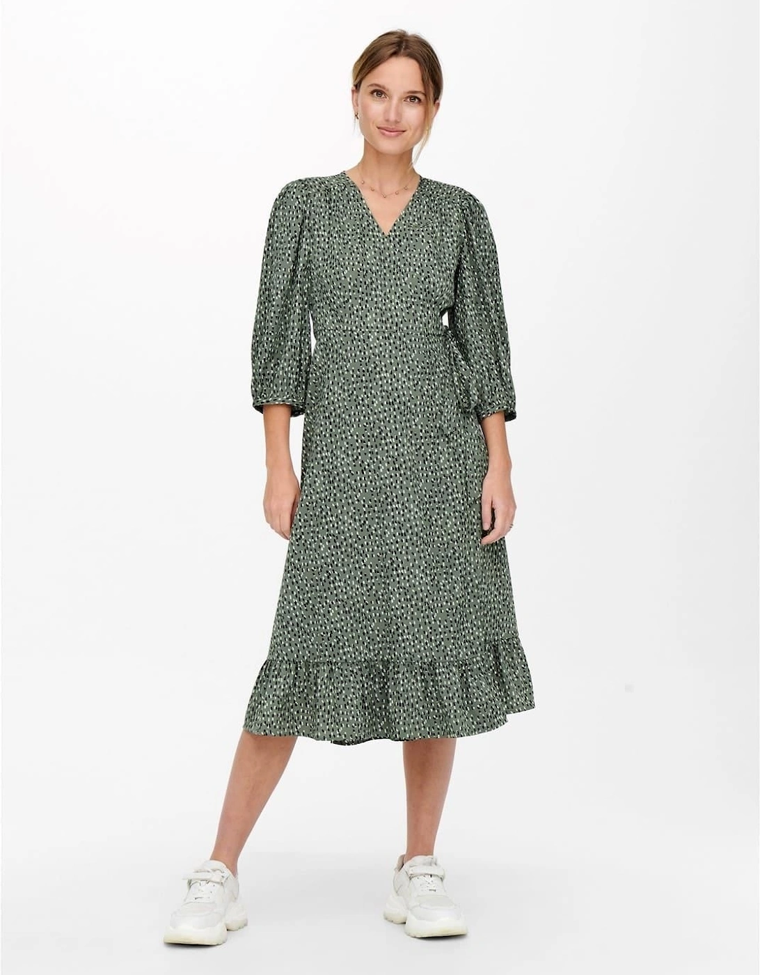 Olivia V-Neck Midi Wrap Dress