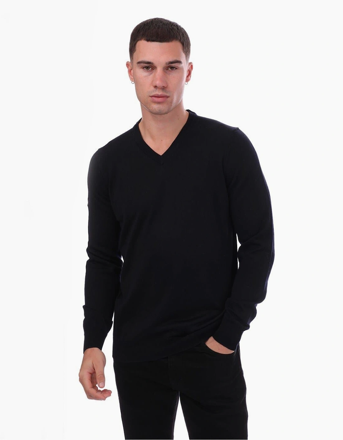 V-Neck Tonal Eagle Long Sleeve Sweater
