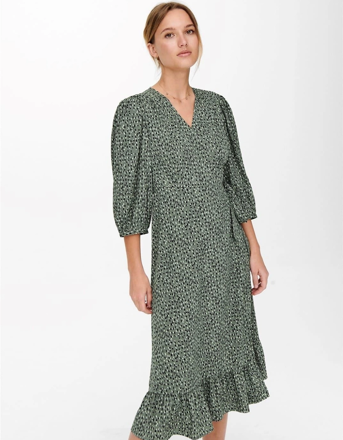 Olivia V-Neck Midi Wrap Dress