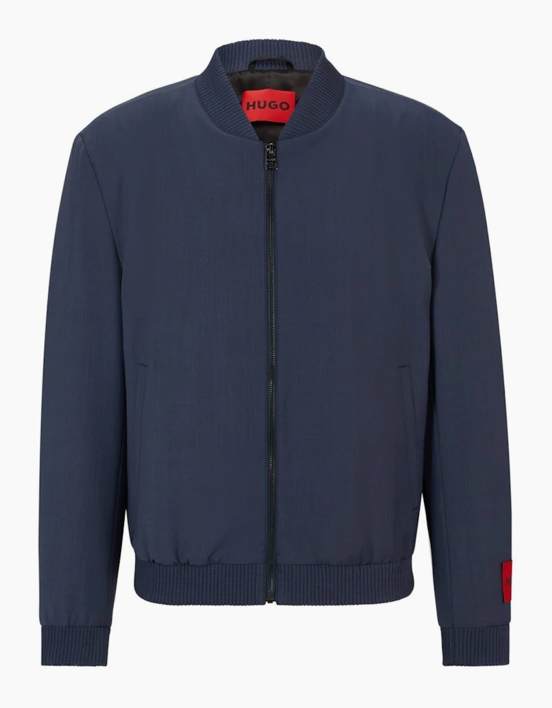 Solid Patterned Ribbed Cuff Bomber Jacket