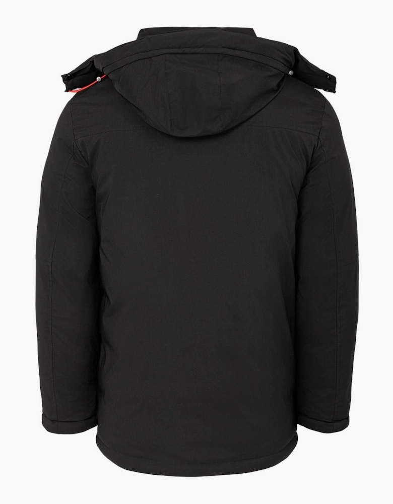 Solid Patterned Hooded Snap Button Ribbed Cuff Puffer Jacket
