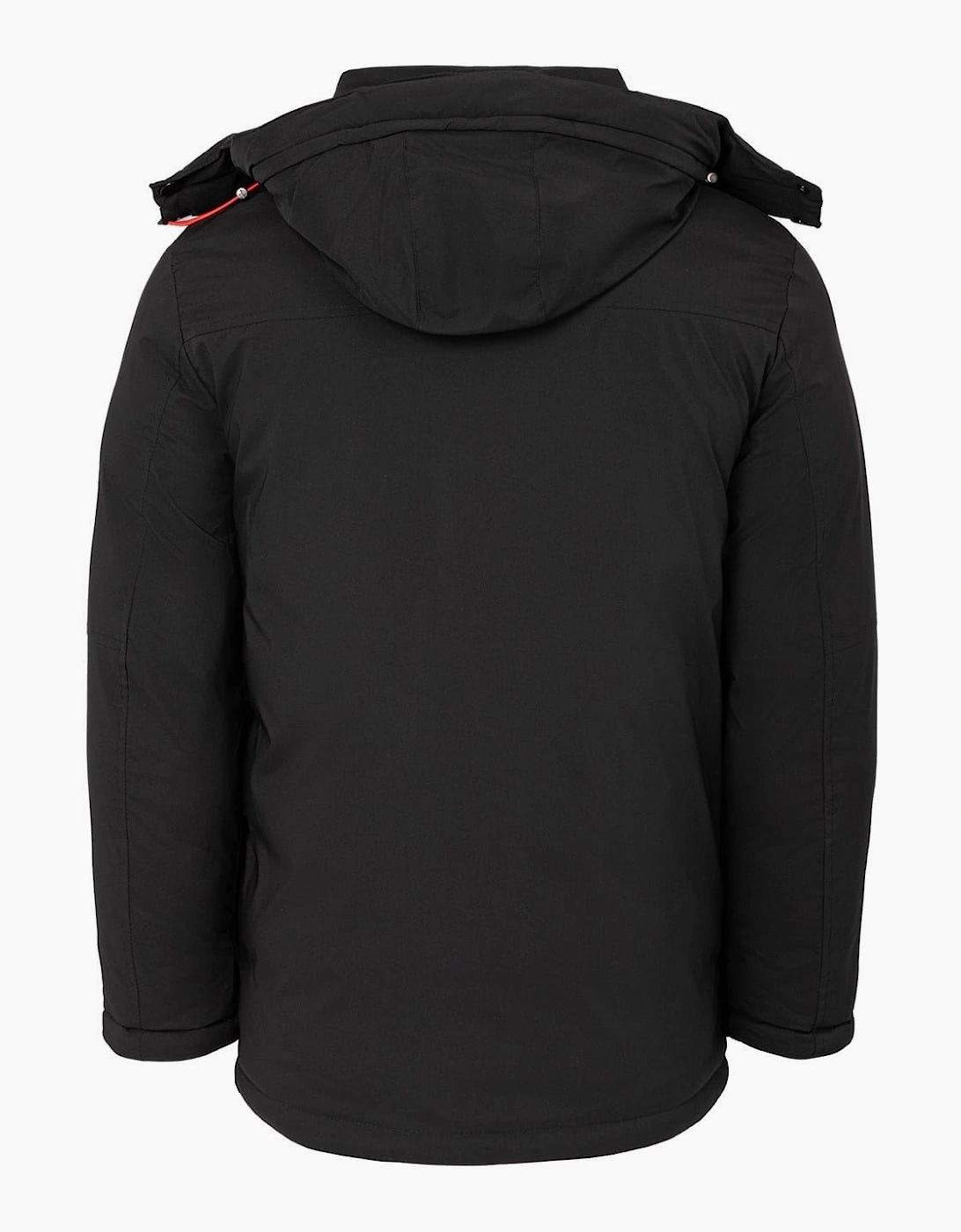 Solid Patterned Hooded Snap Button Ribbed Cuff Puffer Jacket