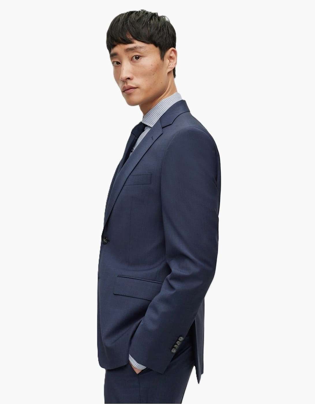 Jeckson Solid Patterned Notch Collared Suit Jacket