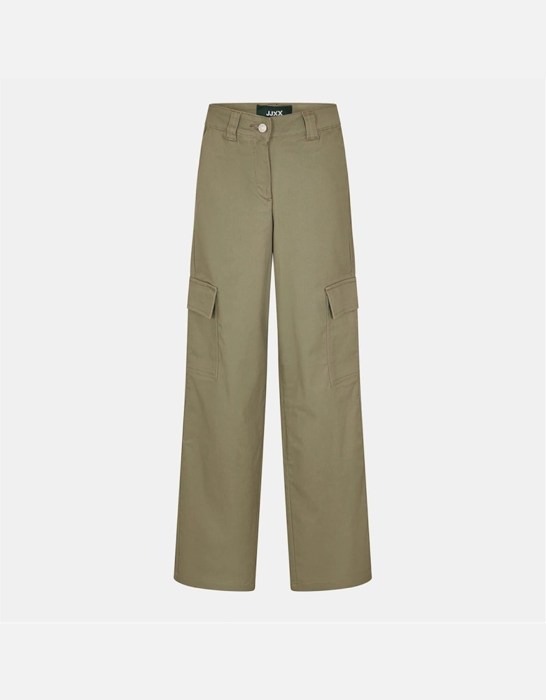 Solid Patterned Straight Cargo Pants