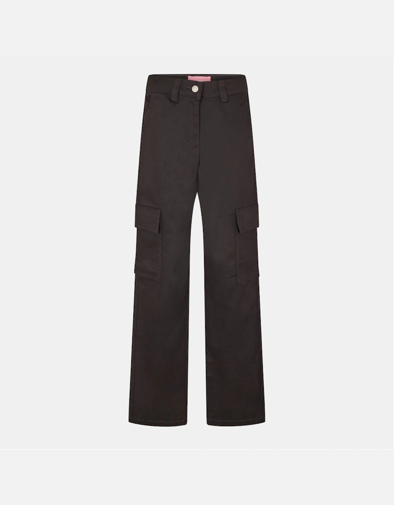 Solid Patterned Straight Cargo Pants