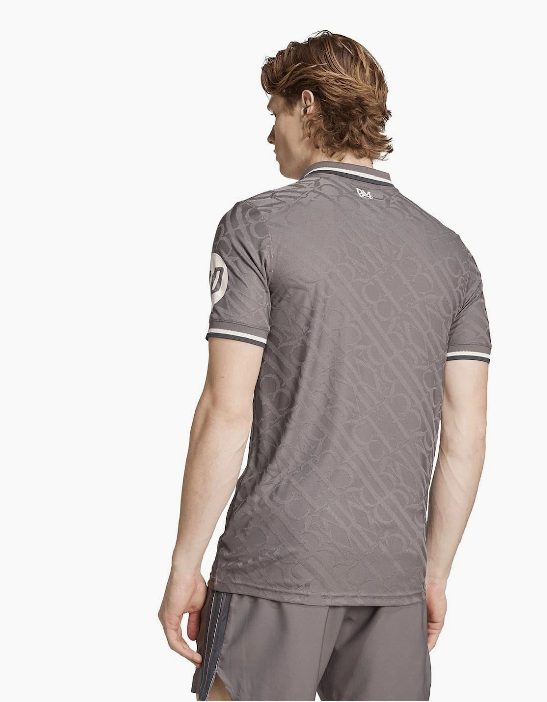 Three Bar Logo Collared Neck Short Sleeve Jersey Shirt