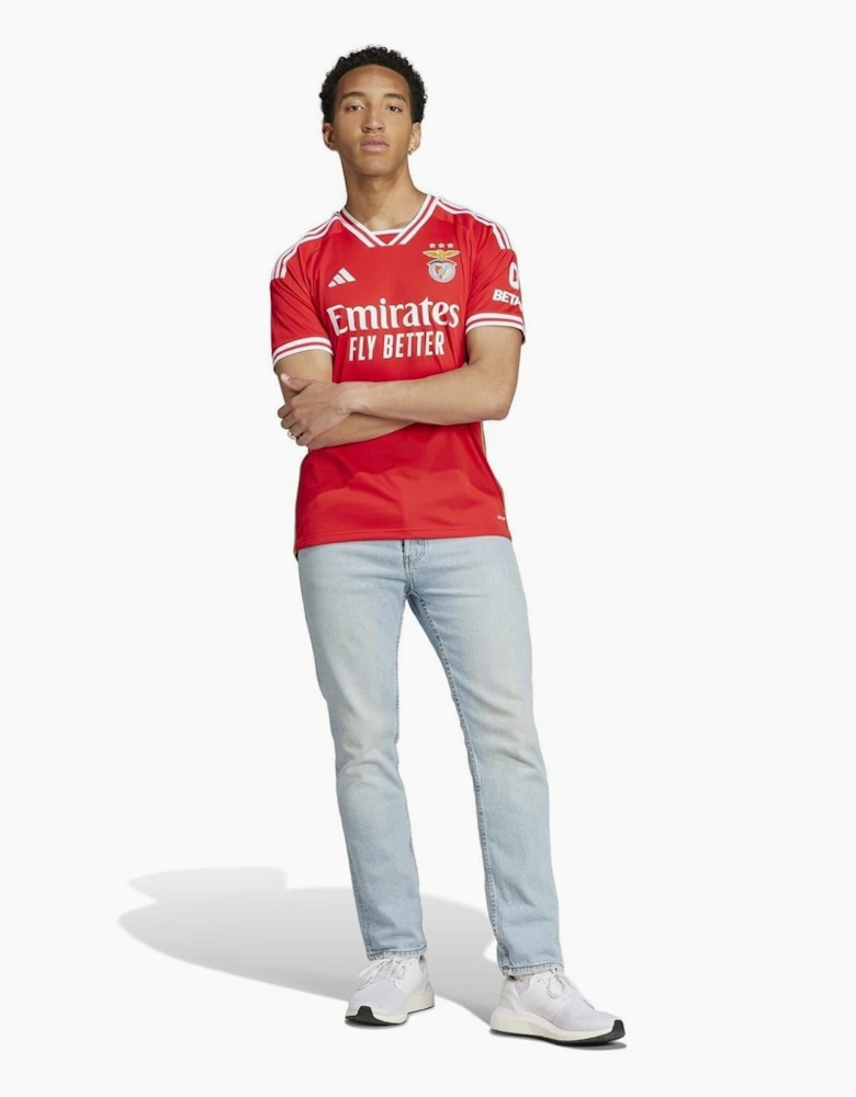 Benfica Three Bar Logo Raglan Sleeve V-Neck T-Shirt