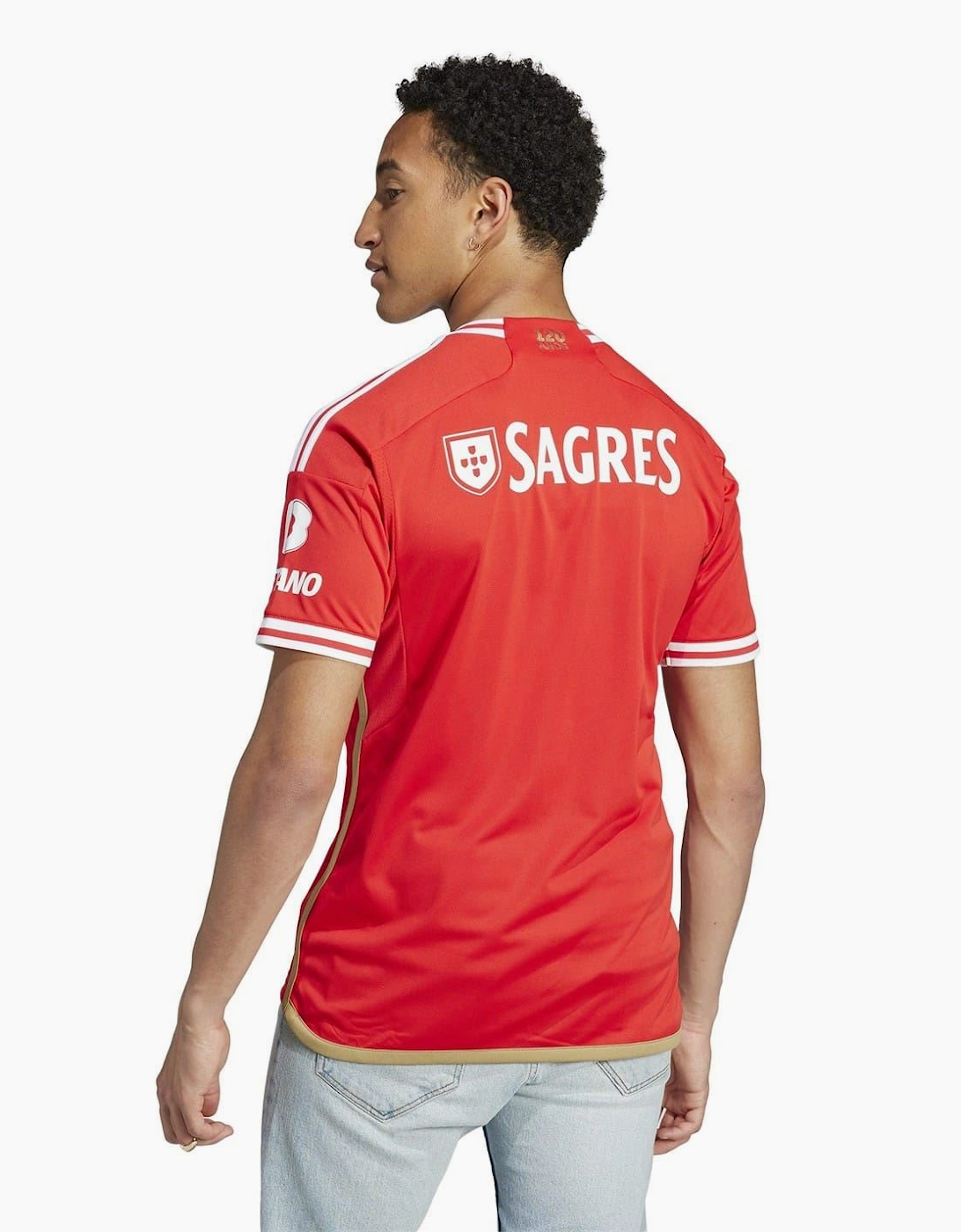 Benfica Three Bar Logo Raglan Sleeve V-Neck T-Shirt