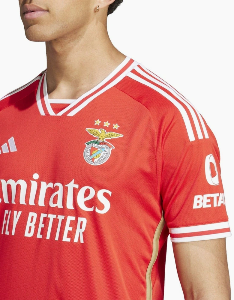 Benfica Three Bar Logo Raglan Sleeve V-Neck T-Shirt