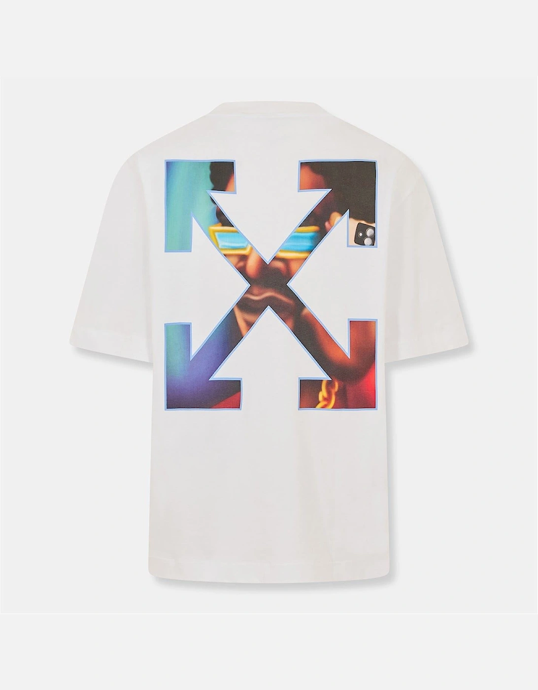 Off-White Men's White Off- Barber Skate Crew Neck Short Sleeve T-Shirt - Size: 34