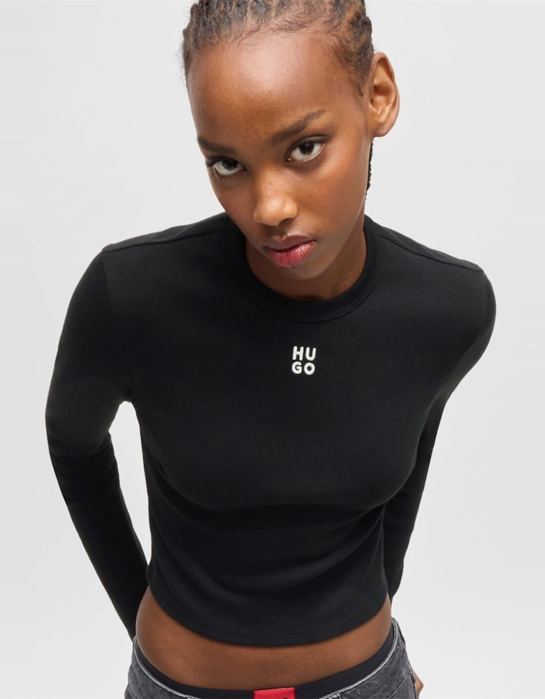 Cropped Crew Neck Slim Fit T-Shirt