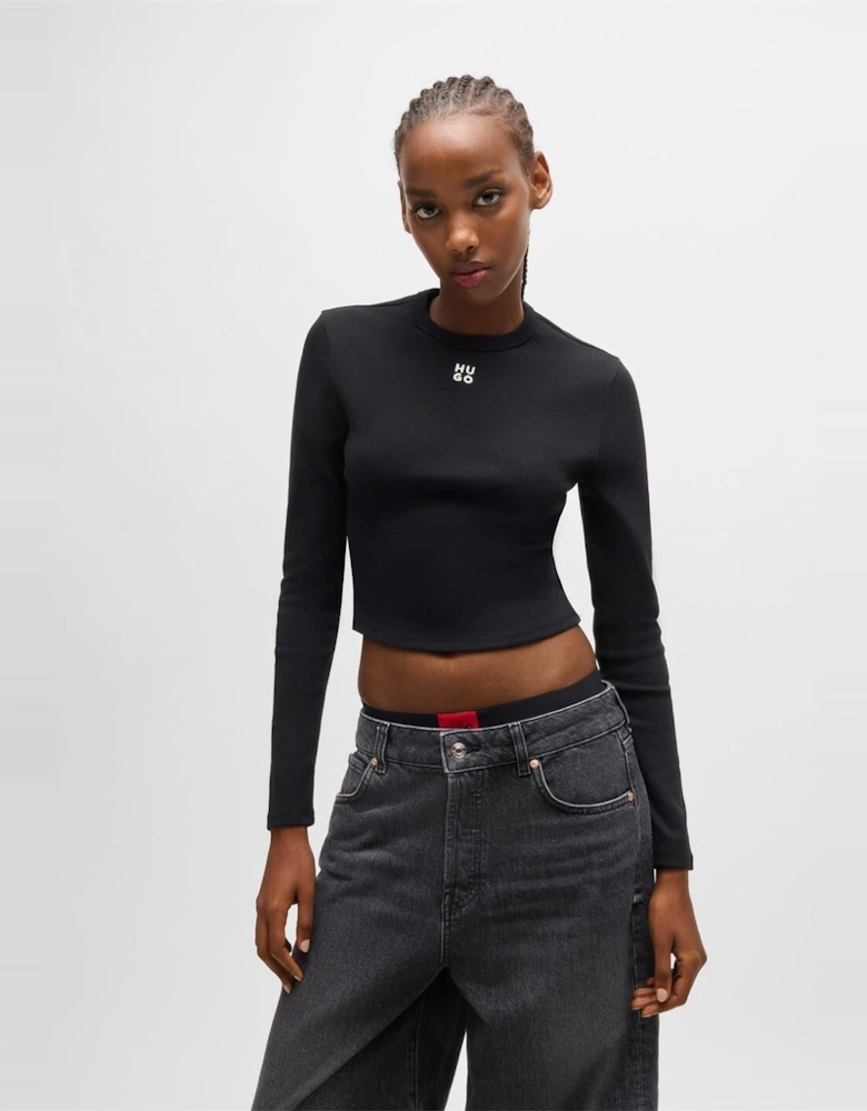 Cropped Crew Neck Slim Fit T-Shirt