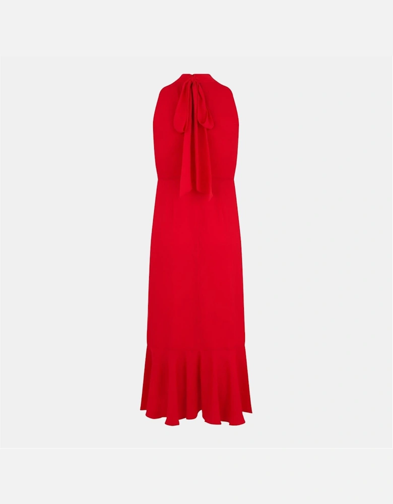 Woven Halter Neck Midi A-Line Dress