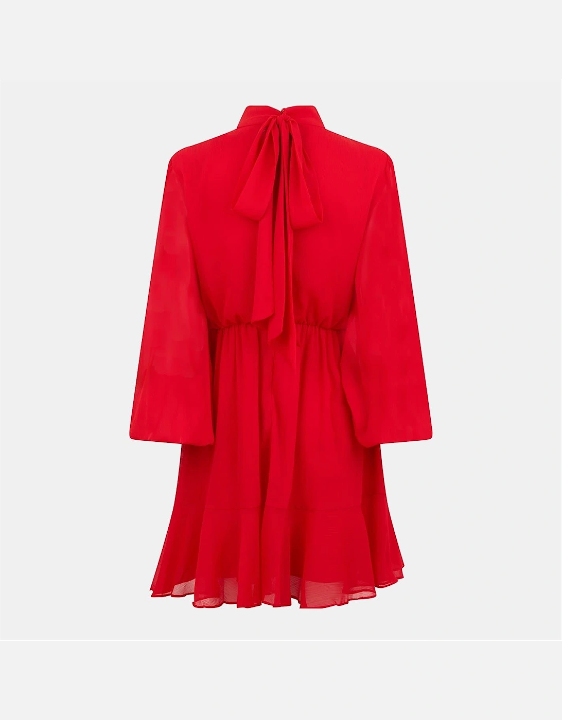Woven Tie Neck Mini A-Line Dress