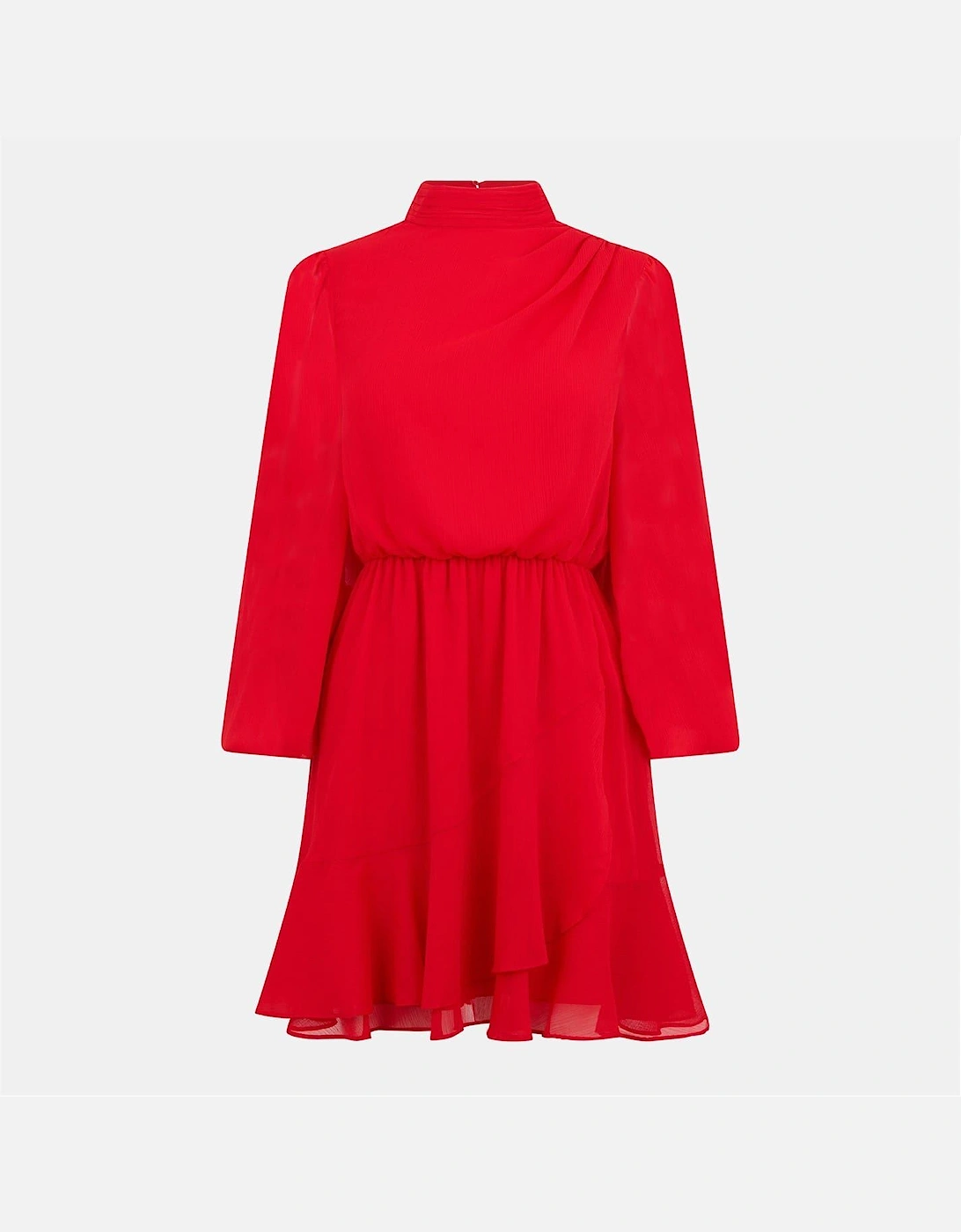 Woven Tie Neck Mini A-Line Dress