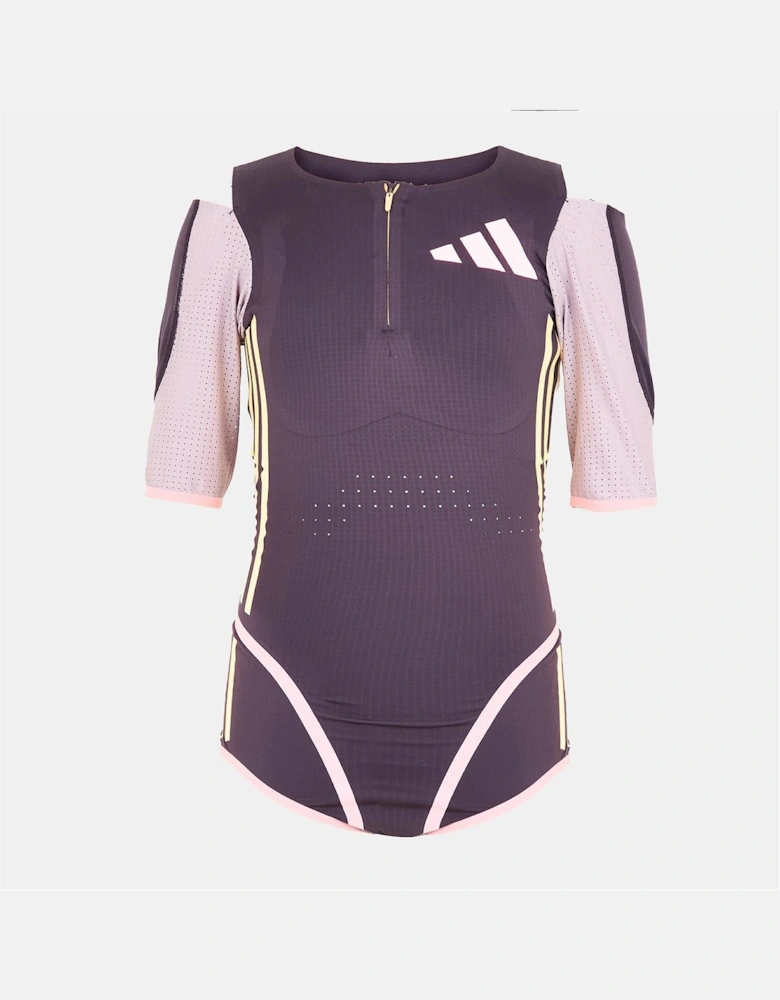 Slim Fit Zip Neck Three Quarter Sleeve Bodysuit