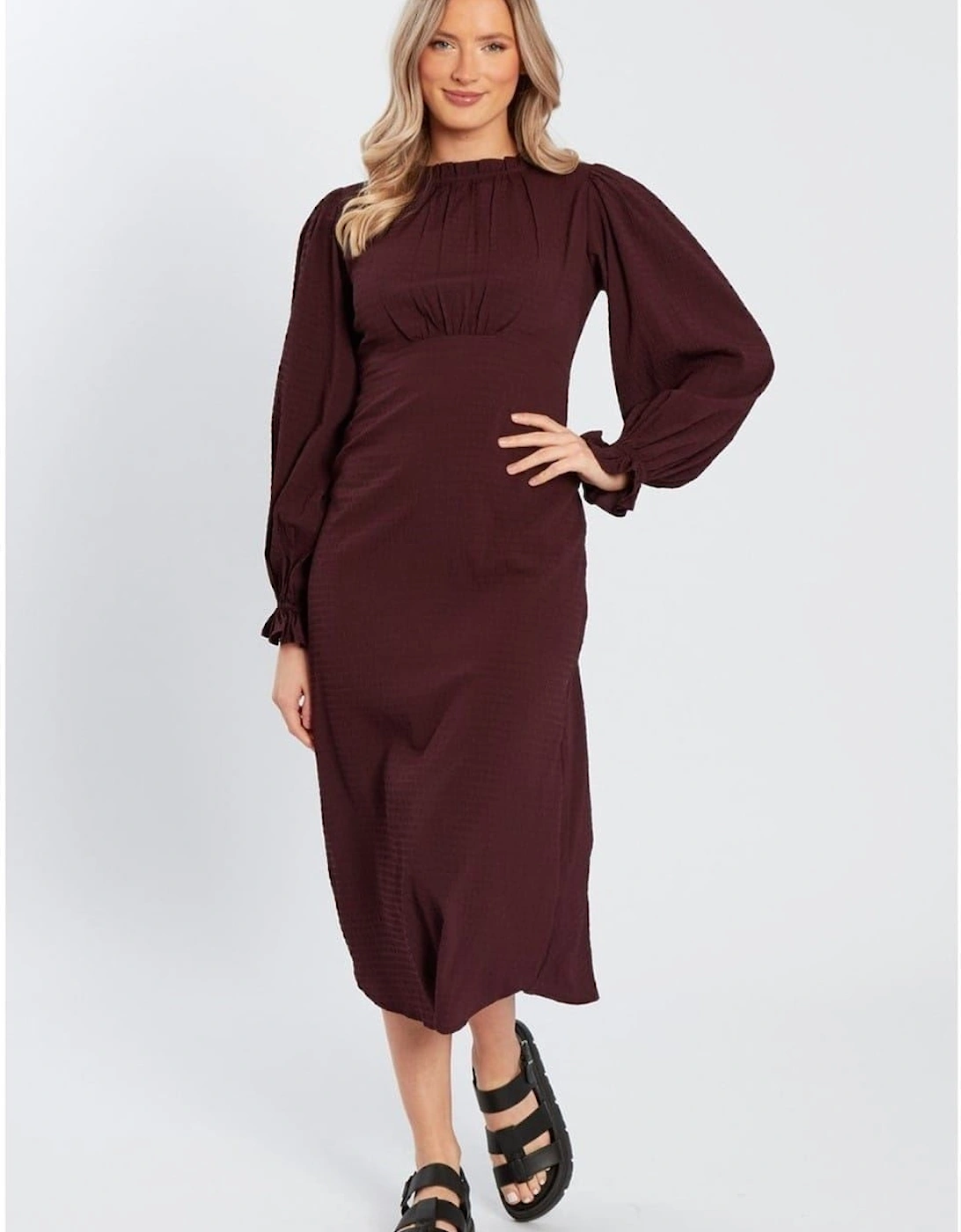 High Neck Midi A-Line Dress
